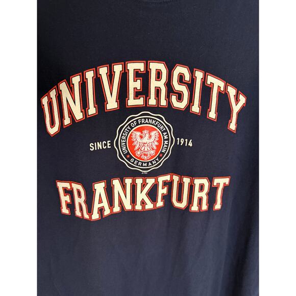 University of Frankfurt Germany Graphic T-Shirt Navy XXL Cotton Casual Tee - Picture 3 of 5